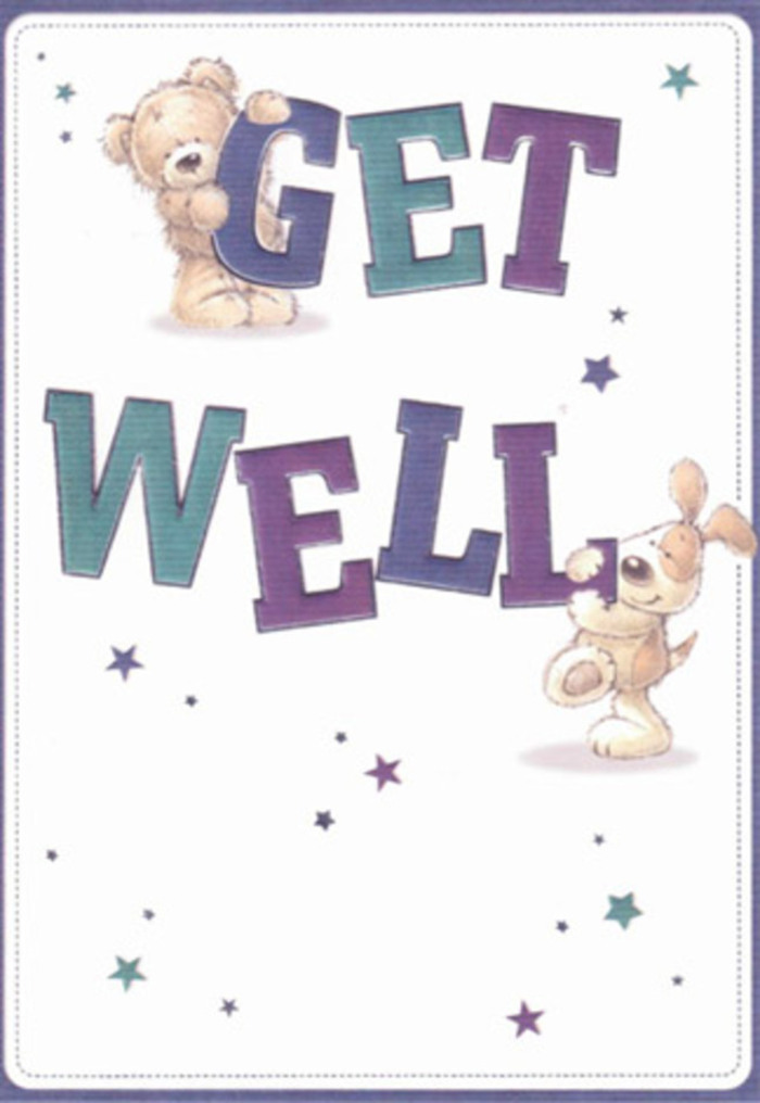 Distinctly reminiscent of Bow's creative energy, this get well card is a vibrant ode to encouragement and heartfelt care. The illustration centres on a pair of delightful friends-a plush bear and a floppy-eared pup-playing with oversized, brightly-shaded letters that boldly spell out 'GET WELL'. Sprinkled around them, tiny stars in vivid purples and aqua hues seem to shimmer with well wishes, echoing the playful brightness of flower stalls at Roman Road Market. The typography, both sturdy and joyful, grounds the card in cheerful reassurance, while the visual textures give a sense of tactility: one can almost imagine the bear's soft fur or the puppy's velvety ears. This creates a scene that feels both comforting and uplifting, just like sending a thoughtful bouquet to a friend by the River Lea or nearby Tredegar Square. There's a sense of lightness and genuine affection that suffuses the design, perfect for lifting spirits and reminding every recipient that, in Bow, supportive gestures bloom alongside each colourful corner of our neighbourhood.
