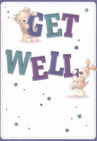 Packed with buoyant cheer and the vibrant hues of Bow's lively streets, this get well card positively beams with kindness. The design leaps into view: a cuddly teddy bear and a playful puppy, each holding and balancing the oversized, rainbow-hued letters spelling out 'Get Well.' Expressive faces brim with friendly optimism, as stars in brilliant purples and teal blues scatter across a soft cream backdrop-a scene alive with warmth akin to a freshly delivered bouquet from a trusted Bow florist. The illustrated fur of both animals looks plush and inviting, evoking a sense of reassuring embrace. Here the spirit of Bow is ever-present, from the joyful tones that call to mind blooms found on Old Ford Road to the gentle encouragement that carries through every neighbourly gesture. This card is a celebration of resilience and heartfelt care, perfect for bringing light, comfort, and genuine support to anyone on the journey of getting well in the heart of Bow.